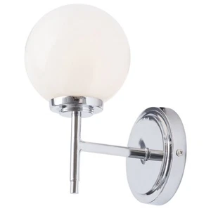 Litecraft Preston Wall Light Bathroom 1 Arm With White Shade - Polished Chrome - Picture 1 of 6
