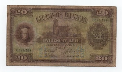 LITHUANIA LATVIA LITUANIA 20 LITU 1930 PICK 27 LOOK SCANS - Image 1 of 2