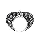 2 Large 59x48mm Antiqued Silver Feathered Angel Wings Bead Drop Loop Pendants 
