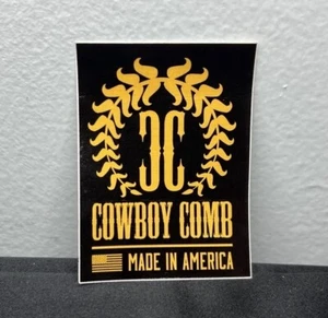 The Original Cowboy Comb Sticker 2”x2.75” USA Black & Yellow Logo Rectangle NEW - Picture 1 of 8