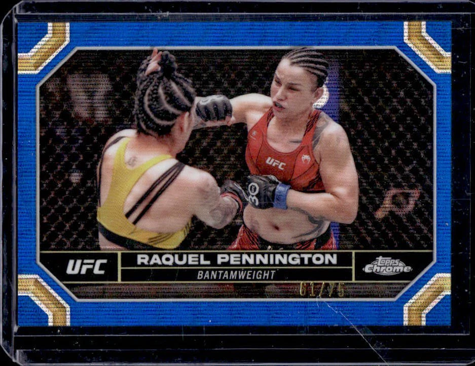 2024 Topps Chrome UFC Raquel Pennington Blue Wave Refractor #61/75