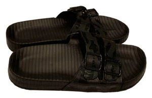 Mens Slip On Sport Slides Rubber Flip Flops Shower Buckle Sandals Black 12 - Picture 1 of 3