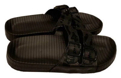 Мужские спортивные шлепанцы без шнуровки резиновые шлепанцы сандалии с пряжкой для душа черные 12 - Изображение 1 из 3