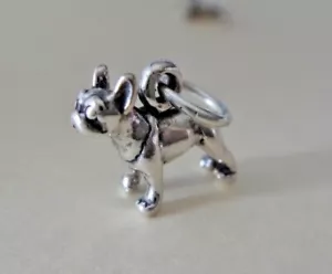 Sterling Silver 3D TINY 10x11mm Detailed Boston Terrier French Bulldog Dog Charm - Picture 1 of 6