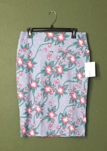 NWT LuLaRoe Cassie ~ LARGE ~ LAVENDER PINK DOTS - PURPLE FLOWERS ~ *UNICORN* - Picture 1 of 2