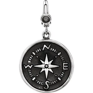 Compass Charm In Sterling Silver - Picture 1 of 1