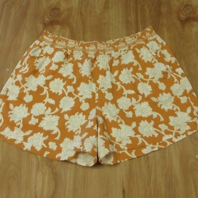 Pantalones Cortos BRIGGS Damas Mezcla de Lino Mujer Talla XL Naranja Crema Floral Flores Nuevos con Etiquetas Foto 1 de 4