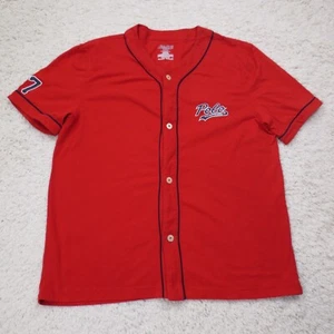 Polo Ralph Lauren Hemd Medium Rot Baseball Trikot Knopfleiste Schriftzug Freizeit - Bild 1 von 7
