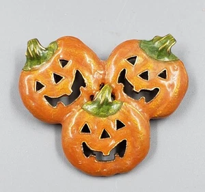 ** Happy Halloween Kürbis Jack-O-Lantern Trio Emaille Brosche Anstecknadel ** - Bild 1 von 4