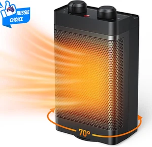 Electric Heater Fan Silent Ceramic Oscillating Space Heater 3 Modes PTC Black - Picture 1 of 12
