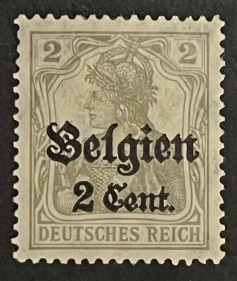 Travelstamps: Germany Offices in Belgium Stamps WWII, 1916 2c OP Mint MOGH WMK - Image 1 of 4