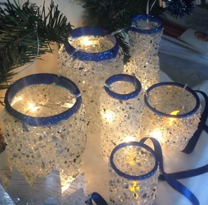 L'eleganza del BLU a tavola vasi vetro decorato grana di vetro/specchio - Foto 1 di 12