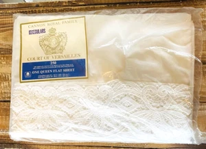 Vintage New w/ Tags Cannon Royal Family Court of Versailles Queen Flat Sheet - Picture 1 of 6