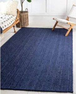 Jute braided modern home decor area rug rustic look non slip handmade carpet mat - Picture 1 of 43