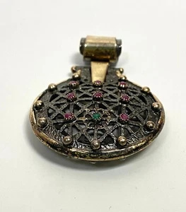 Bora 925 Silver With Emerald and Ruby Stones Pendant - Picture 1 of 7