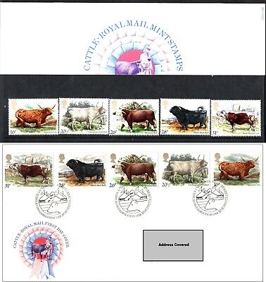 GB 1984 British Cattle FDC Edinburgh HS & Presentation Pack Nr 151 Hereford Bull • 4.89$