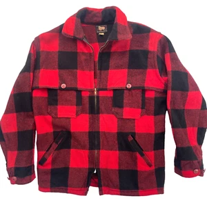 Chaqueta Woolrich De Colección Para Hombres 44 Rojo Búfalo Cuadros Lana Mackinaw Años 50 Caza EE. UU. - Imagen 1 de 20