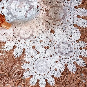 Juego de 4 manteles de mesa con flores blancas decoración victoriana delicado tapete de encaje - Imagen 1 de 1
