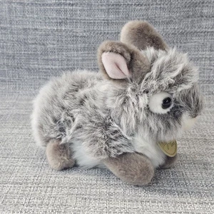 The Aurora Miyoni Tots Bunny Rabbit Fluffy Plush Stuffed Animal Toy Gray/White - Picture 1 of 9