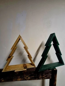 Handmade Wood Christmas Tree In Rustic Green or Natural Cedar - Picture 1 of 5