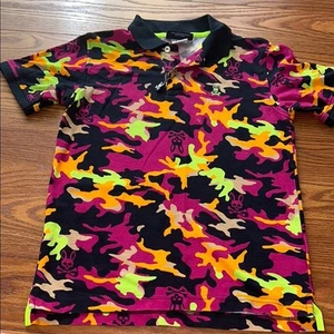 PSYCHO BUNNY POLO MULTICOLOR PSYCHO BUNNY KIDS B0K943U1PC BLK Size 14/16 - Picture 1 of 8