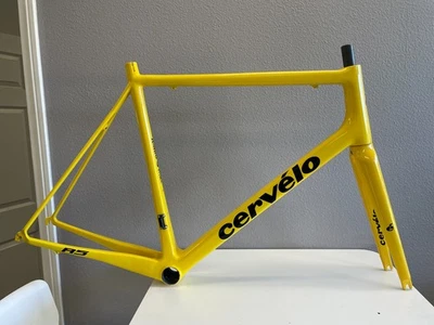 Cervelo R3 58cm Carbon Fiber Rim Brake Road Bike Frame Set Fork, Visma Yellow - Image 1 of 4