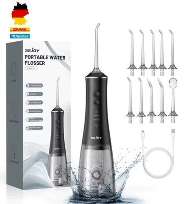Sejoy Dental Munddusche 280ml USB Wasserflosser mit 10 Düsen & 4 Modi