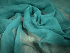 Lightweight Rayon Chiffon Crepe Fabric, Per Metre - Plain - Teal Green - Picture 1 of 4