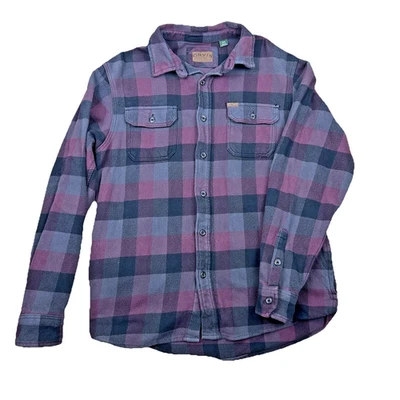 Camisa Cazadora Orvis Big Bear Hombres Talla M Gris Borgoña a Cuadros Peso Pesado Franela Foto 1 de 4