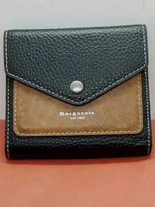 BORGASETS Black And Brown Credit Card Holder Mini Bifold  Women’s Wallet NWOT - Picture 1 of 9