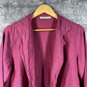 Bryn Walker Jacket Womens XS Pink Purple Linen Notched Collar Lagenlook Coastal - Picture 1 of 11