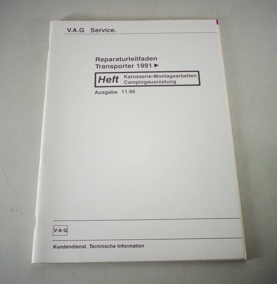 Manuale Officina VW Transporter Bus T4 Carrozzeria Camping Gear Da Anno Fab. - Immagine 1 di 1