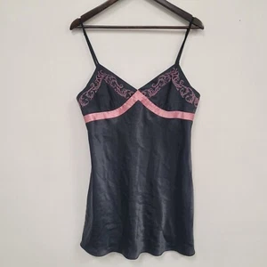 Vintage Morgan Taylor Womens Babydoll Satin Slip Dress Size L Mini Intimate Y2K - Picture 1 of 9