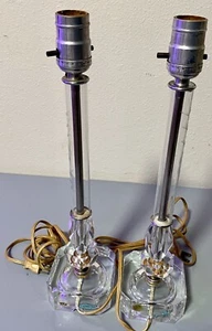 Pair Of Vintage 15Inch  Imported Lead Cut Stacked Lamps - Picture 1 of 8