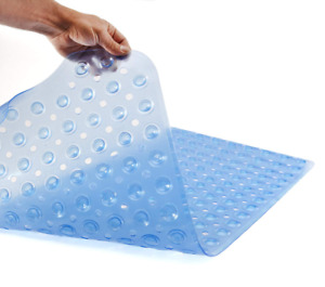 Hermosa Collection Nonslip Bath Mat 39"x16" w/ Suction Cups - Extra Long, Blue