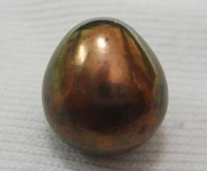 HUGE 14X11MM NATURAL TAHITIAN GENUINE BLACK CHOCOLATE LOOSE PEARL HALF DRILLED  - Picture 1 of 1