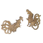 Vintage Pair Brass Fighting Roosters Cocks Wall Hanging Decor Country Farmhouse