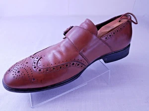 Michael Strahan Mens Monk Strap Leather Wing Tip Brown Size 10M - Picture 1 of 12