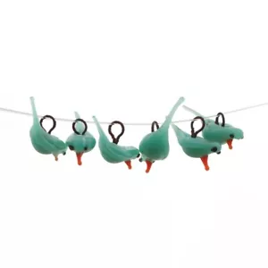 Lot (6) Czech antique micro lampwork chrysopase green glass bird pendant beads - Picture 1 of 3