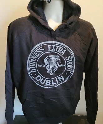 GUINNESS Extra Stout Logo Negro Pullover Sudadera con Capucha Talla Mediana PARA HOMBRES ¡NUEVO CON ETIQUETAS! Foto 1 de 4