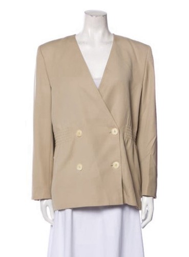 Giacca Blazer Valentino Autentica Vintage Tinta Unita Beige Manica Lunga 12 46 Large
