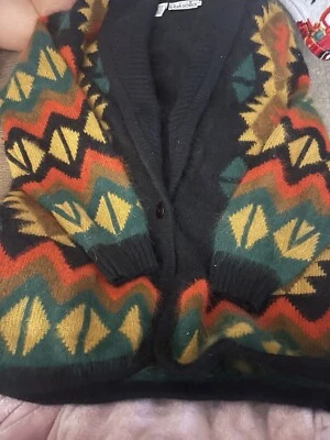 Cárdigan Suéter Cárdigan Rafaella Talla M Vintage Angora Lana de Cordero Colorido Azteca Foto 1 de 4