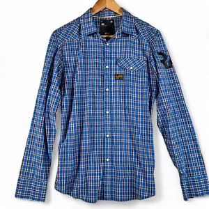 G-Star Mens Shirt CottonBlue Size M Medium Long Sleeve Pearl Snap Button Collar - Picture 1 of 17