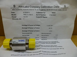 SABRE TRG-11.750-5 FLOW TURBINE W/ CALIBRATION SHEET STAINLESS NOS Free ship USA - Picture 1 of 1