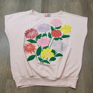 Jane Colby Puff Paint Shirt Floral Pink Blouse Vintage Shirt Women's Size Medium - Picture 1 of 9