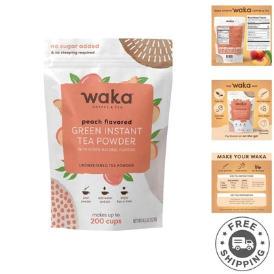 Cómoda mezcla instantánea de té verde - 100 % hojas de té, sabor melocotón, 200 porciones Foto 1 de 4