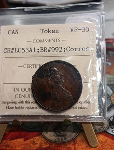 Lower Canada 1825 Medaille bretonisch #992 zertifiziert ICCS SS30 - Bild 1 von 8