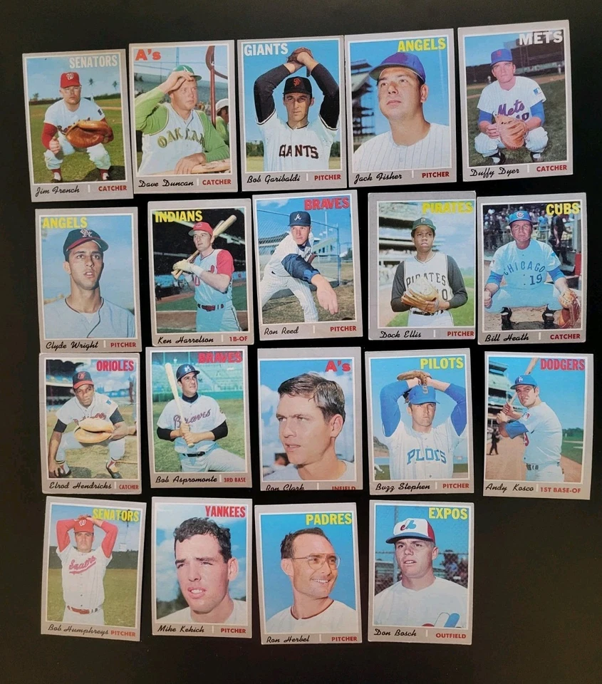Лот бейсбольных карточек 1970 Topps - 19 редких высоких номеров - Дэйв Данкан | Рон Рид - Изображение 1 из 4