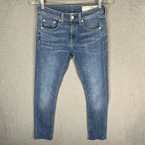 Rag & Bone Jeans Womens 24 (26x26) Blue Low Rise Ankle Skinny Raw Hem Whiskered - Picture 1 of 9