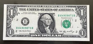 Billete de un dólar 2006 franco original error mal cortado desalineado alta calidad sin circular LM - Imagen 1 de 2